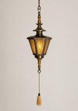 Vintage Tiflany-Style Molded Plastic Swag Pendant Lamp with Floral Design — listing 3