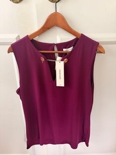 Calvin Klein Multi-Colored Geometric Print Sleeveless Pleated Neck Top, Size Medium — listing 2