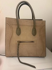 Céline Micro/Mini Luggage Tote in Tricolor Leather (Black, Nude/Beige, Rust Red) — listing 3