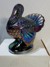 Amber Carnival Glass Turkey Covered Candy/Nut Dish — listing 3
