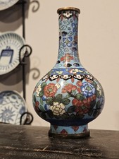 Pair of Chinese Cloisonné Enamel Bud Vases with Floral and Scrollwork Motif — listing 4