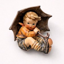 Vintage Ceramic Figurine of Boy with Umbrella and Bundle — listing 3