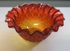 Vintage Amber Glass Scalloped Console Bowl — listing 6