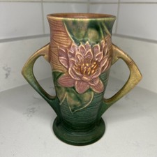 Roseville Water Lily Two-Handled Vase, Brown, 6" (Shape 73-6) — listing 2