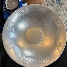 West Bend Hammered Aluminum Serving Bowl with Grape & Leaf Motif