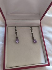 Sterling Silver Amethyst & Marcasite Halo Stud Earrings — listing 4