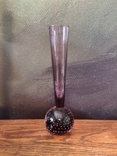 Hand-Blown Amethyst/Plum Art Glass Bottle Vase with Pinched Dimple, 16 inches — listing 4