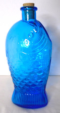 Wheaton Doctor Fisch's Bitters Fish Bottle, Teal Blue Glass, 6 inches — listing 3