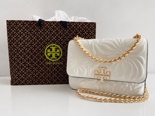 Tory Burch Britten Pebbled Leather Chain Crossbody Bag in Black — listing 6