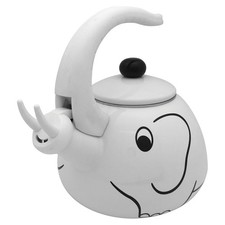 Figural Elephant Enamel Whistling Tea Kettle with Trunk Spout — listing 3