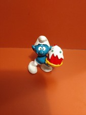 Vintage Smurf PVC Figurine Holding Cake with Cherry — listing 2