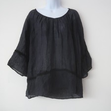 Calypso St. Barth Rust Cotton Pintuck Button-Front Blouse, Size M — listing 3