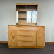 Vintage Maple Two-Piece Hutch Desk with Scalloped Plate Rack — listing 3