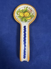 Turquoise Ceramic Spoon Rest with Embossed Lace Pattern, Made in Italy — listing 4