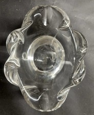 Heavy Clear Crystal Freeform Bowl / Votive Holder with Etched Signature — listing 2