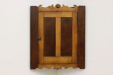 Vintage Walnut Wall-Mounted Corner Cabinet with Single Panel Door — listing 4