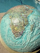 Vintage Tabletop World Globe on Turned Wood Stand with Full Brass Meridian Ring — listing 2