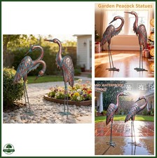 Large Patinated Bronze Sculpture of Flying Cranes / Herons in Flight, 24.5" H — listing 3