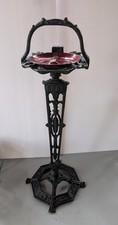 Antique 1920s Oval Humidor Smoking Stand with Brass Ashtray, Cabinet, and Turned Spindle Legs