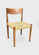 Set of Danish Modern Style Teak Dining Chairs with Wool Stripe Upholstery — listing 3