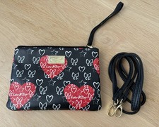 Betsey Johnson Black & White Stripe Rose Zip-Around Wristlet Wallet — listing 5