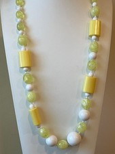Vintage Cream Lucite Graduated Bead Necklace with Gold-Tone Spacers — listing 4