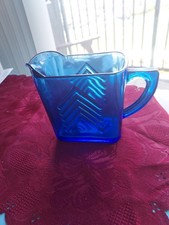Cobalt Blue Depression Glass Chevron Pattern Creamer — listing 5