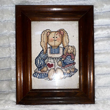 Finished Cross-Stitch Sampler "Be It Ever So Humble There's No Place Like Home" Fireplace Scene