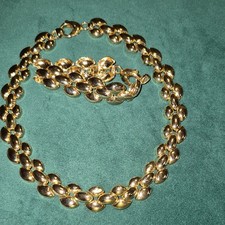 Lot of Gold-Tone Costume Jewelry - Herringbone Chain, Textured Bracelet, and Assorted Chains — listing 6