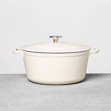 Red Enameled Cast Iron Covered Casserole / Dutch Oven with Loop Handles — listing 6
