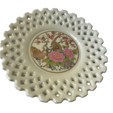 Japanese Famille Rose Style Octagonal Peacock Charger with Cobalt Blue Border — listing 5