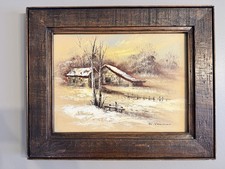 Original Winter Landscape Oil Painting on Canvas, Signed W. Newman, in Carved Gilt-Wood Frame — listing 6