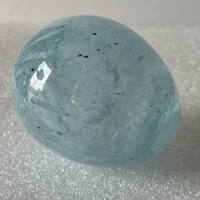 Vintage Blue Pressed Glass Egg-Shaped Trinket Box with Pineapple Motif — listing 3