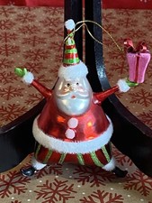 Large Blown Glass Santa Claus Figurine with Toy Sack and Teddy Bear — listing 4