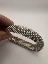 Handwrought Silver Woven Foxtail Mesh Bracelet with Tab-and-Slot Clasp — listing 2