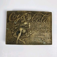 Coca-Cola Art Nouveau Nude Woman Brass Belt Buckle — listing 4