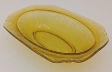 Amber Depression Glass 8 inch Octagonal Plate, Starburst / Spider Web Pattern — listing 3