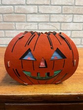 Vintage Embossed Die Cut Cardboard Jack-O-Lantern Pumpkin Halloween Decoration, Made in USA, 12 inch, listing 3
