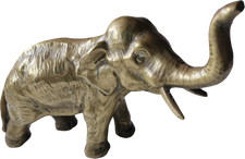 Vintage Solid Brass Elephant Figurine with Raised Trunk and Tusks — listing 3