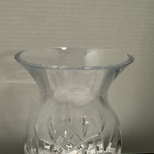 American Brilliant Period Cut Crystal Small Vase, Clear, Pinwheel & Hobstar Pattern, 5" x 4" — listing 6