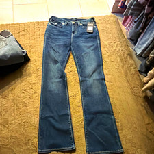 True Religion Bootcut Jeans with Flap Pockets and Contrast Stitching