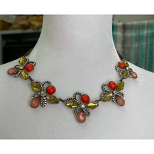 Vintage Aqua Blue Glass Coral Branch Bib Necklace — listing 3