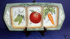 Fitz and Floyd Le Marche Vegetable 3-Section Divided Serving Dish