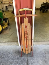 Vintage Flexible Flyer Wooden Runner Sled with Red Steel Rails — listing 6
