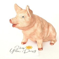 Vintage Cream Glazed Ceramic Seated Pig Figurine — listing 2