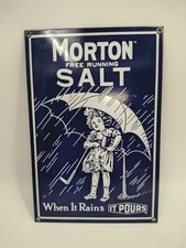 Morton Salt "When It Rains It Pours" Porcelain Enamel Advertising Sign — listing 4