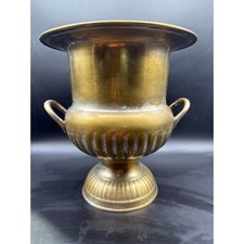 Vintage Brass and Cast Metal Urn-Form Table Lamp with Drum Shade — listing 4