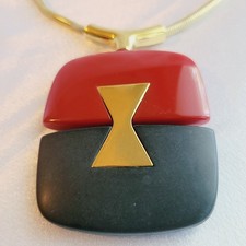 Vintage Lanvin Paris Modernist Lucite Pendant Snake Chain Necklace