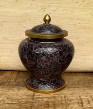 Chinese Cloisonné Lidded Ginger Jar with Cherry Blossom Motif on White Ground — listing 2