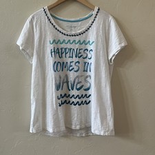 Soft Surroundings "Happiness Comes in Waves" Graphic T-Shirt, White, Size Small — listing 4